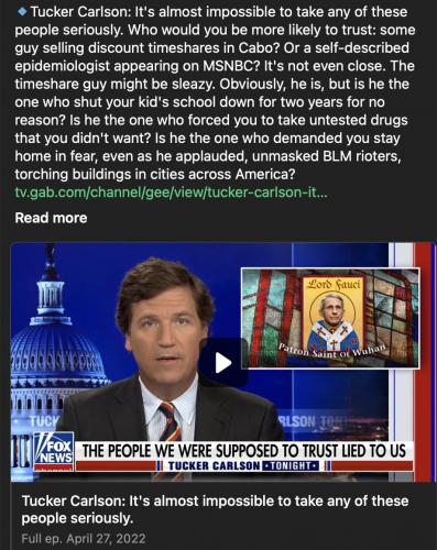 Tucker on Fauci