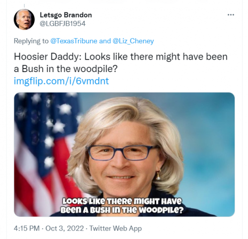 Letsgo Brandon Liz Cheney Hoosier Daddy tweet
