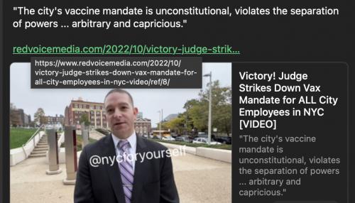 NYC vax mandate out.