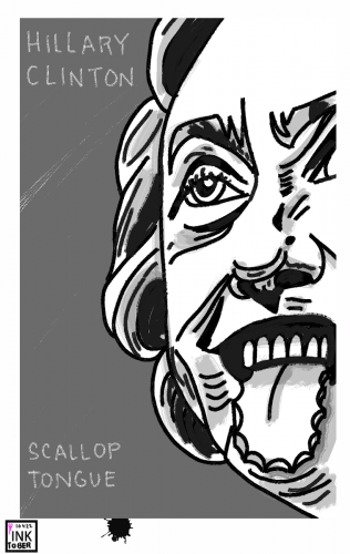 inktober 2022 hillary clinton scallop political cartoon nft