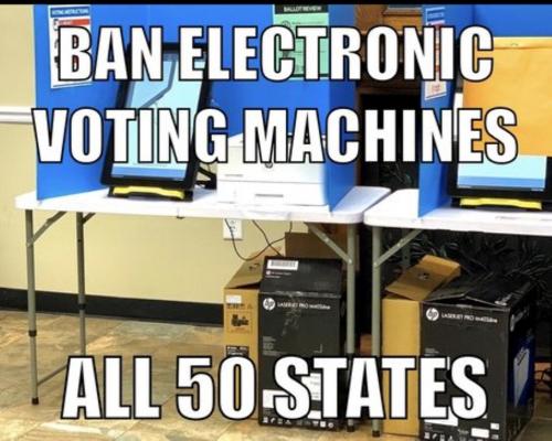 FB ban all elecetronic voting machines