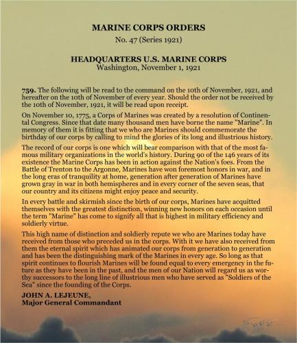 MARINE CORPS ORDERS No 47 1Nov1921