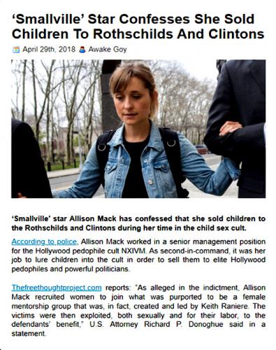 Smallville Star Confeses She Sold Children to The Rothchilds and Clintions