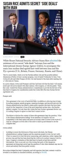 SuzanRiceAdmitsSecretSideDealsWithIran