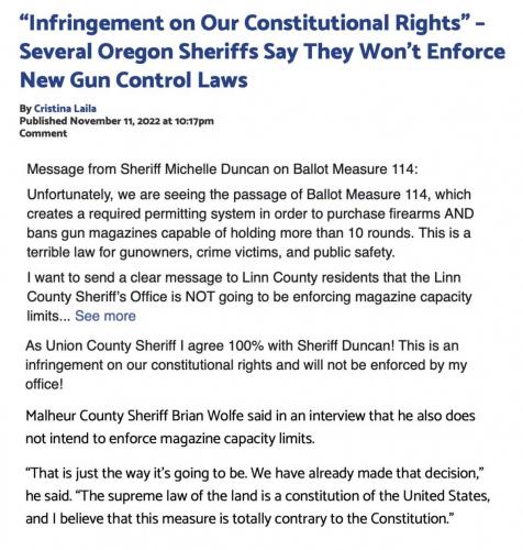 OR Sheriffs nix new gun laws