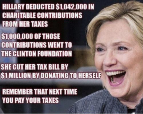 Hillary donating to herself.