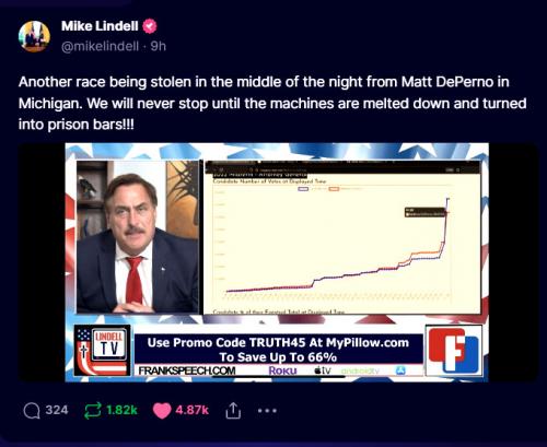 Mike Lindell Truth Post ~Another Race Being Stole in The Middle of The Night~