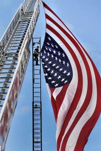 Flag - American - Fire Truck Ladders