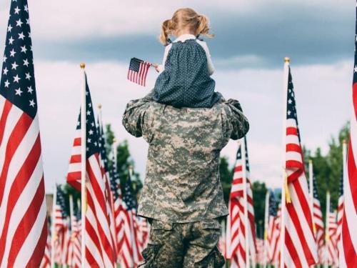 Flag - Soldier with girl on shoulders