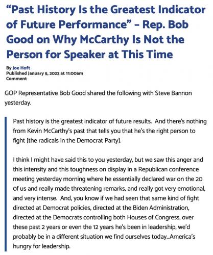 Rep Good on McCarthy