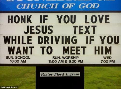 Church Signs -- Honk vs Text for Jesus