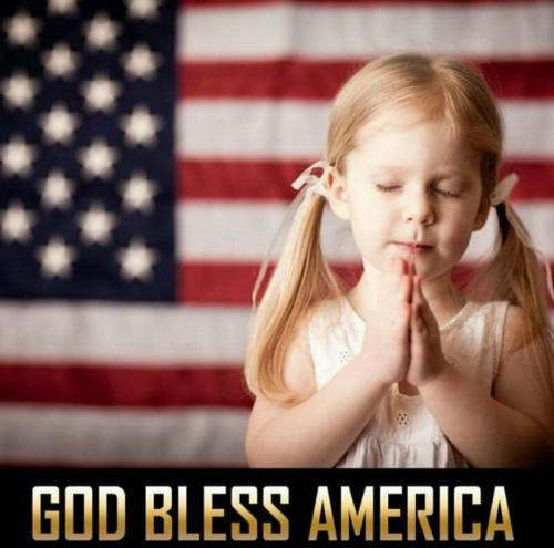 Flag - God Bless America - Praying
