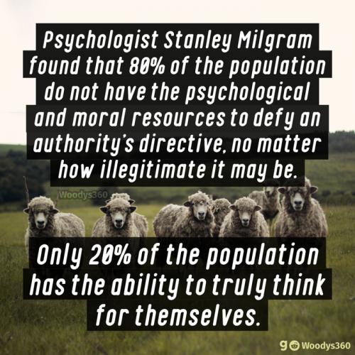Sheep, Do Not comply, Stanley Milgram -- 80-20 Rule