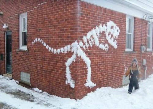 Snow, Dinosaur -- Kid w- Snow Tyrannous Rex