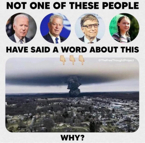 Ohio (East Palestine) Train Derailment 2023, Biden, Gates, Al Gore, Greta
