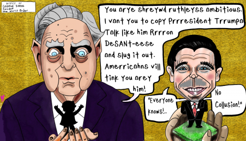 george soros ron desantis political cartoon nft