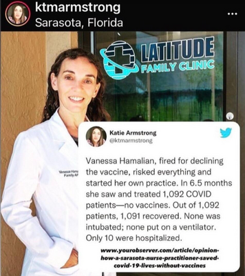 COVID, Vanessa Hamalian, M.D. -- Fired for not taking Vaccinne