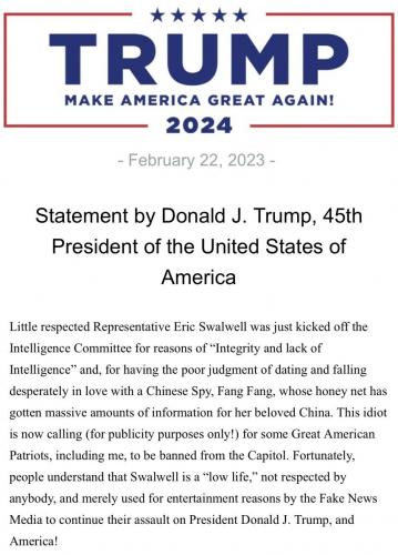 2.22.2023 Trump Statement