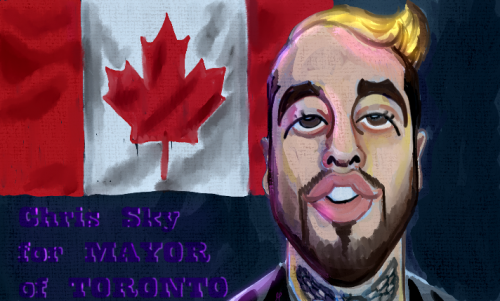 Chris Sky for Mayor of Toronto  political cartoon