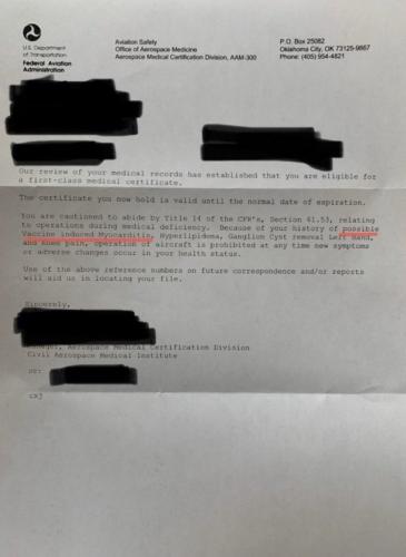 Pilot incompasitatied after covid Vaccine