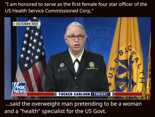 Overweight man pretending to be a woman, pretending to be a health care expert