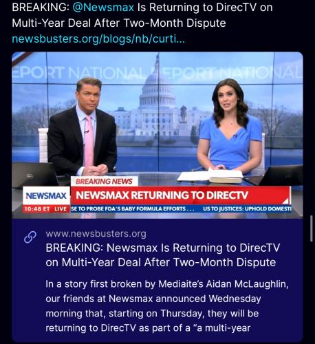 Newsmax Returning to Direct TV