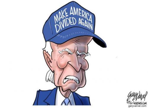= biden new blue hat with mada  make america divided again