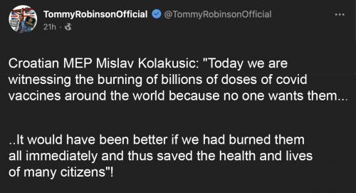 Croatian MEP burn vax