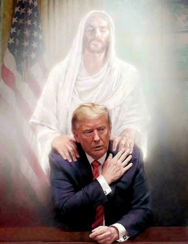 jesus embracing trump