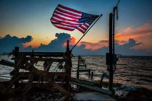 Flag - At broken pier