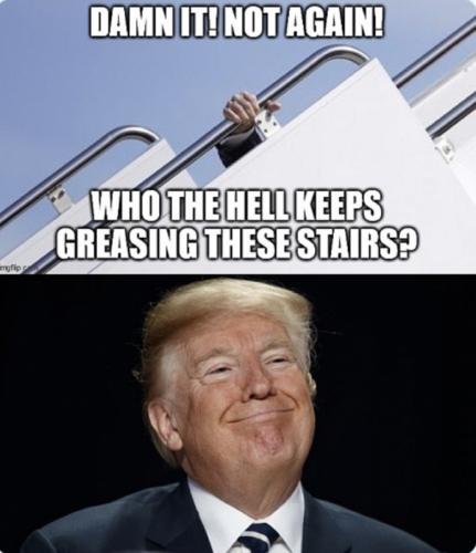B greasing stairs