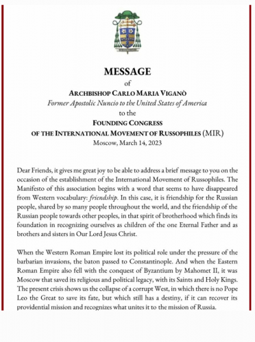 Msg Archbishop Vigano part 1