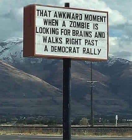 Sign - Democrat rally and the zombies