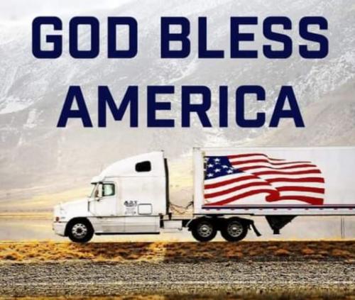 Flag - God Bless America - Trucker