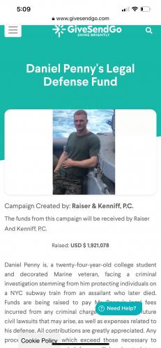 Daniel Penny Legal Defense Fund --USMC NYC Subway (GiveSendGo)