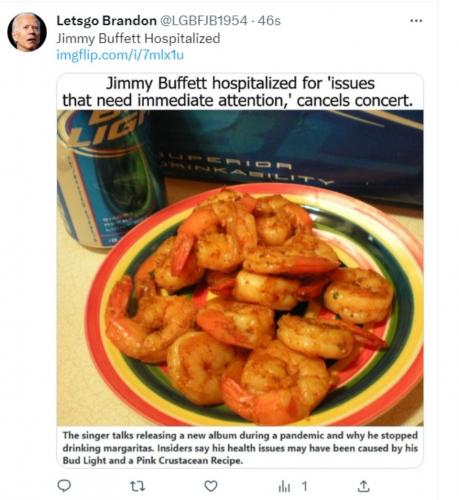 Letsgo Brandon Jimmy Buffett Hospitalized tweet