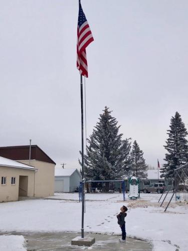 Flag - With little boy saluting
