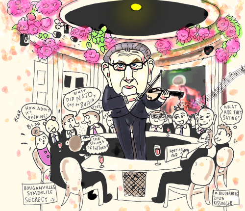 Bilderberg 2023 Political Cartoon Henry Kissinger