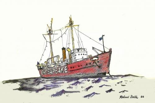 Pen and Ink Lightship Chesapeake