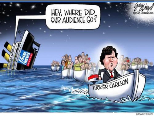 Tucker Carlson, FOX News, Newsmax, OAN, America's Voice -- Audience leaving 30-40%