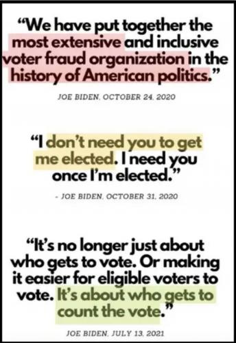     BIDEN STATEMENTS ON 2020 ELECTION CHEATING