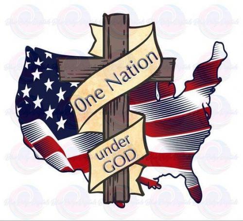 USA Flag, Cross, Banner -- 'One Nation under GOD'