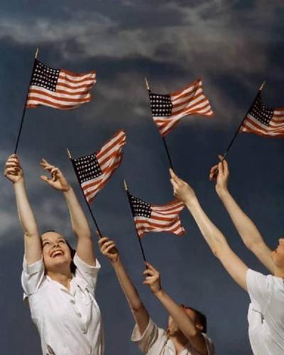 Flag - People waving them