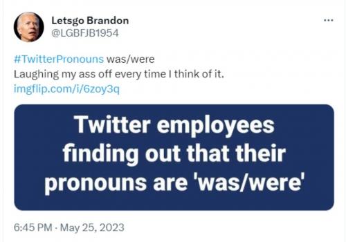 Letsgo Brandon twitter employees pronouns tweet