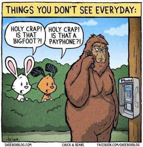 Cartoon - Bigfoot and payphone