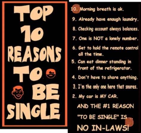 Top Ten Reasons to be Single