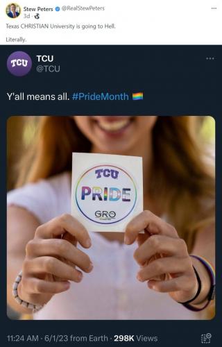 Stew Peters TCU is going to hell