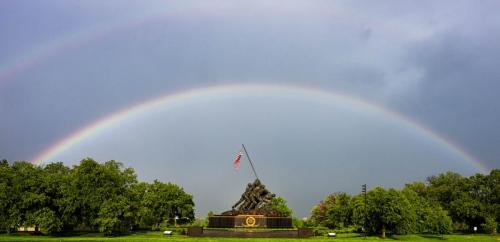 Iwo Jima Memorial - With double rainbow
