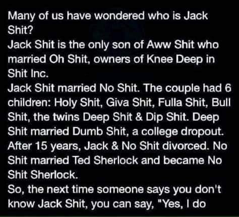 Jack Shit - Family tree
