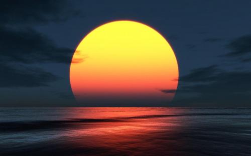 Big Sunset Over the Ocean